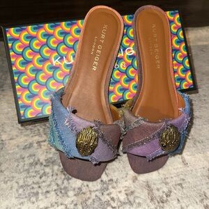 Kurt Geiger Women's Multicolor Denim Slide Sandals